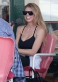 Charlotte McKinney is spotted doing the Spikes Car radio podcast on the Porch of the Malibu Kitchen