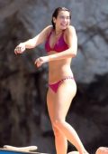 Dua Lipa in a pink bikini while enjoying summer holiday in Capri, Italy