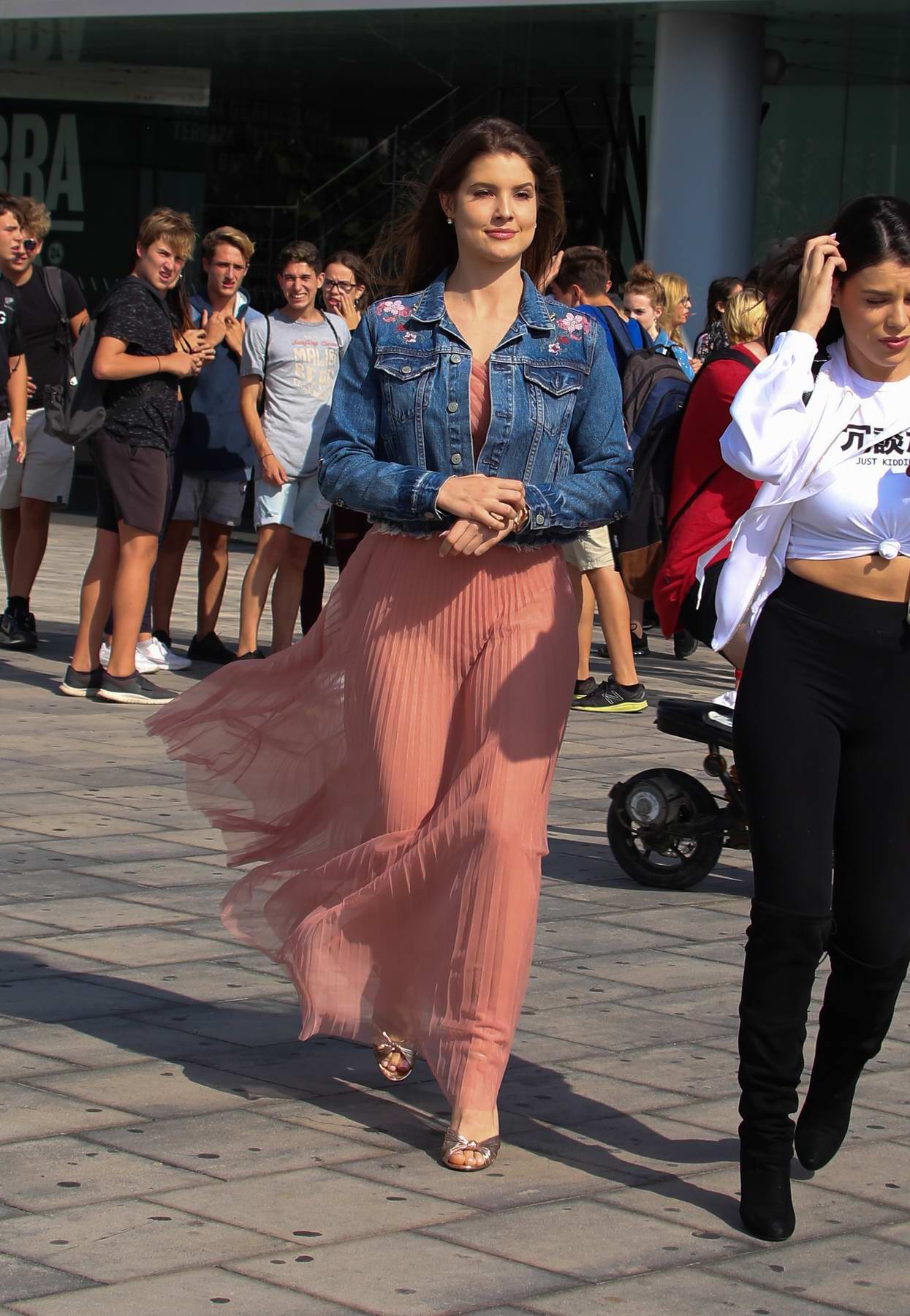 Amanda Cerny take selfies her fans while for a GUESS event in Barcelona, Spain