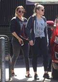 Hilary Duff grabs a meal at Katsuya with a friend in studio city, Los Angeles