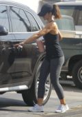 Minka Kelly steps out of a gym after a workout session in Los Angeles