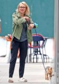 Naomi Watts is spotted out for a morning walk with her dogs in New York