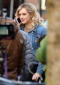 Katherine Langford is on set driving a ice cream truck down the streets of Vancouver, Canada
