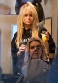 Lottie Moss gets a new hairdo on Valentine's Day at Richard Ward Salon in London