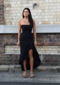 Tahnee Atkinson spotted wearing a black dress during a photoshoot in Sydney, Australia