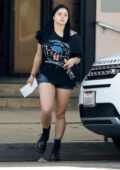 Ariel Winter steps out in denim shorts and black t-shirt as she heads to a nail salon in Los Angeles