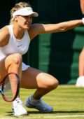 Eugenie Bouchard in action during day 2 of the Wimbledon Tennis Championship 2018 in London, UK