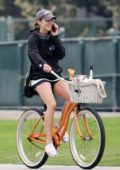 Jessica Stroup tries her hand at tennis and goes for a ride on her beach cruiser in Los Angeles