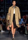 Irina Shayk walks the runway at Burberry 2019 A/W show during London Fashion Week in London, UK