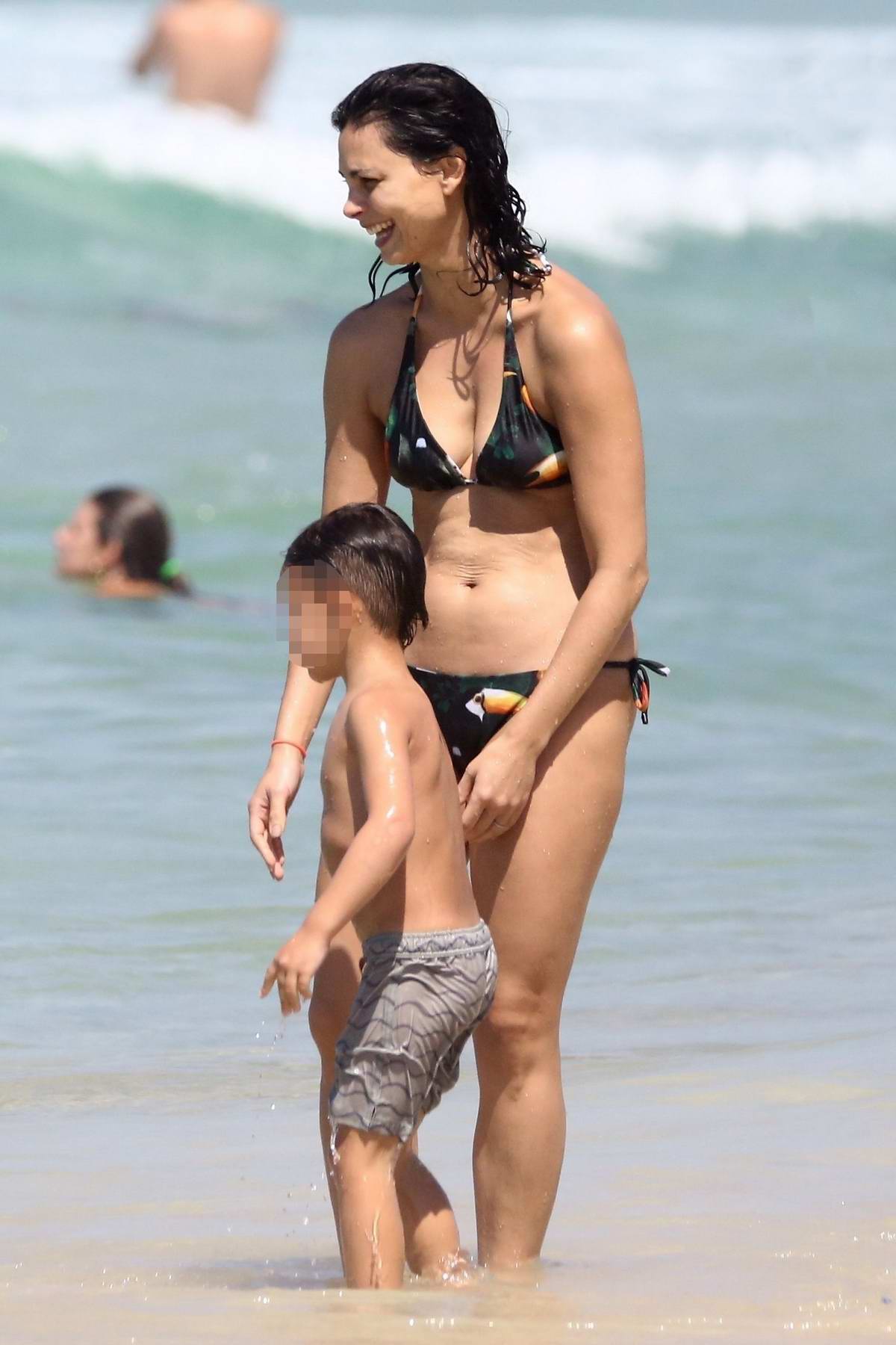 morena baccarin spotted in a bikini while enjoying a beach day with her fam...