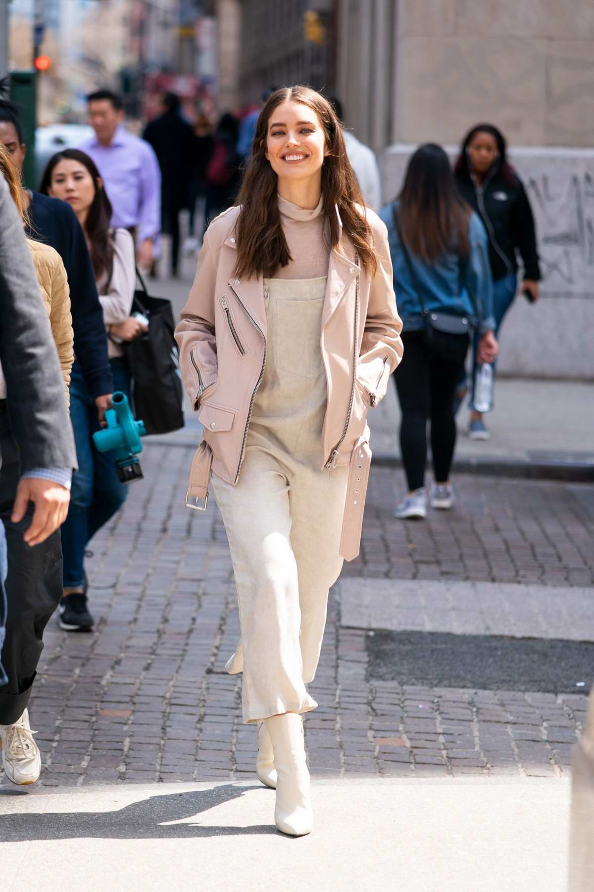 Emily DiDonato keeps it trendy with a smile as she steps out in Soho, New York City