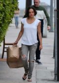 Michelle Rodriguez steps out make-up free for to-go food at Giorgio Baldi in Santa Monica, California