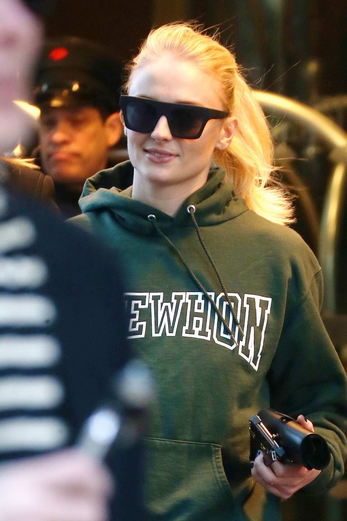 sophie turner steps out in green sweats and louis vuitton slippers in new york city-020419_7