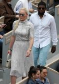 Lindsey Vonn and P.K. Subban attend Serena Williams' match during 2019 French Open, Day 5 at Roland-Garros in Paris, France