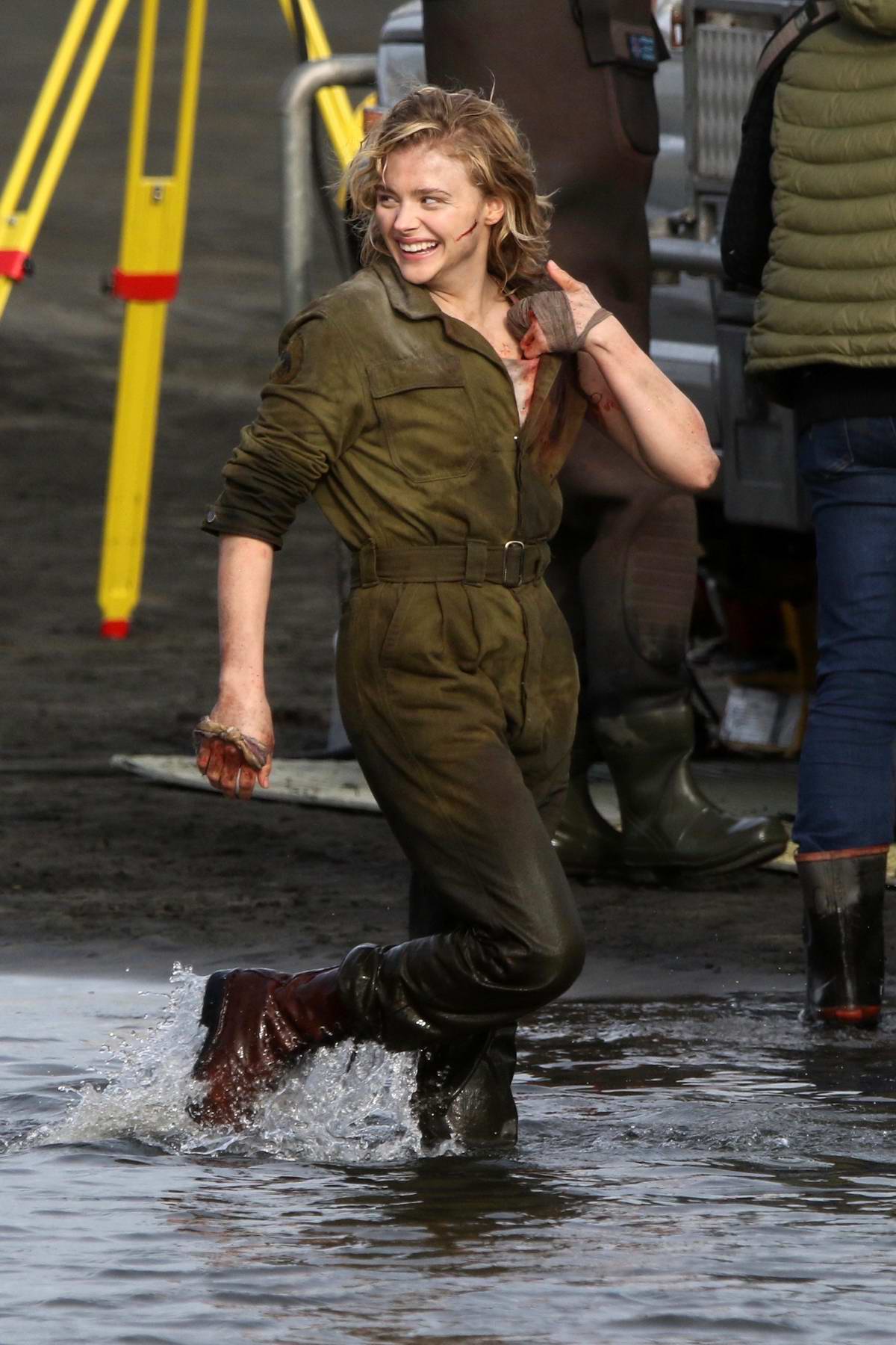 Chloe Grace Moretz spotted filming an action scene for her upcoming movie  'Shadow in the Cloud' in New Zealand