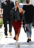 Hailey Baldwin heads for a new blonde hairdo at Nine Zero One salon in Los Angeles