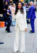 Olivia Munn looks fashionable in a suit while visiting Good Morning America in New York City