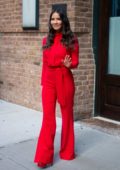 Olivia Munn looks striking in red while visiting 'The Daily Show with Trevor Noah' in New York City