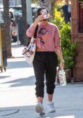 Sarah Hyland spotted in a pink sweatshirt as she leaves a gym in Los Angeles