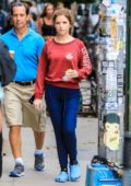 Anna Kendrick seen filming 'Love Life' at MUD Cafe in the East Village, New York City