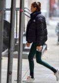Kaia Gerber returns home after a yoga session at Alo Yoga Sanctuary in New York City
