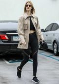 Rosie Huntington-Whiteley flashes her toned abs after a workout session at 'Body By Simone' gym in Beverly Hills, California