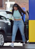 Rebecca Gormley stops by a gas station to fill up her ride in Newcastle, UK