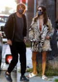 Alessandra Ambrosio seen wearing an animal print coat as she steps out ...