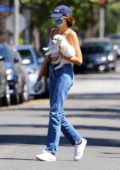 Kaia Gerber and Cindy Crawford seen out with their foster pup in Santa Monica, California
