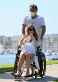 Rachel McCord takes a break from quarantine as she gets some fresh air in Marina Del Rey, California