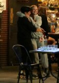 Madelaine Petsch is happy to see a friend outside a bar in Los Feliz, California