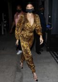 Nicole Williams dons animal print jumpsuit as she arrives for dinner at Craig's in West Hollywood, California