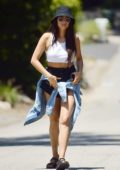 Shay Mitchell wears a crop top and shorts as she steps out with Matte Babel in Los Angeles