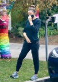 Jennifer Garner seen chatting with a friend while out for stroll in Brentwood, California