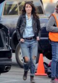 Lena Headey appears to have a tattoo on her right hand as she films scenes for 'Gypsy Moon' in Los Angeles