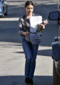 Lucy Hale looks great in a grey shirt and jeans as she leaves a business meeting in Los Angeles