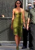 Eiza Gonzalez looks stunning in a form-fitting green dress as she arrives at Jimmy Kimmel Live Studios in Los Angeles
