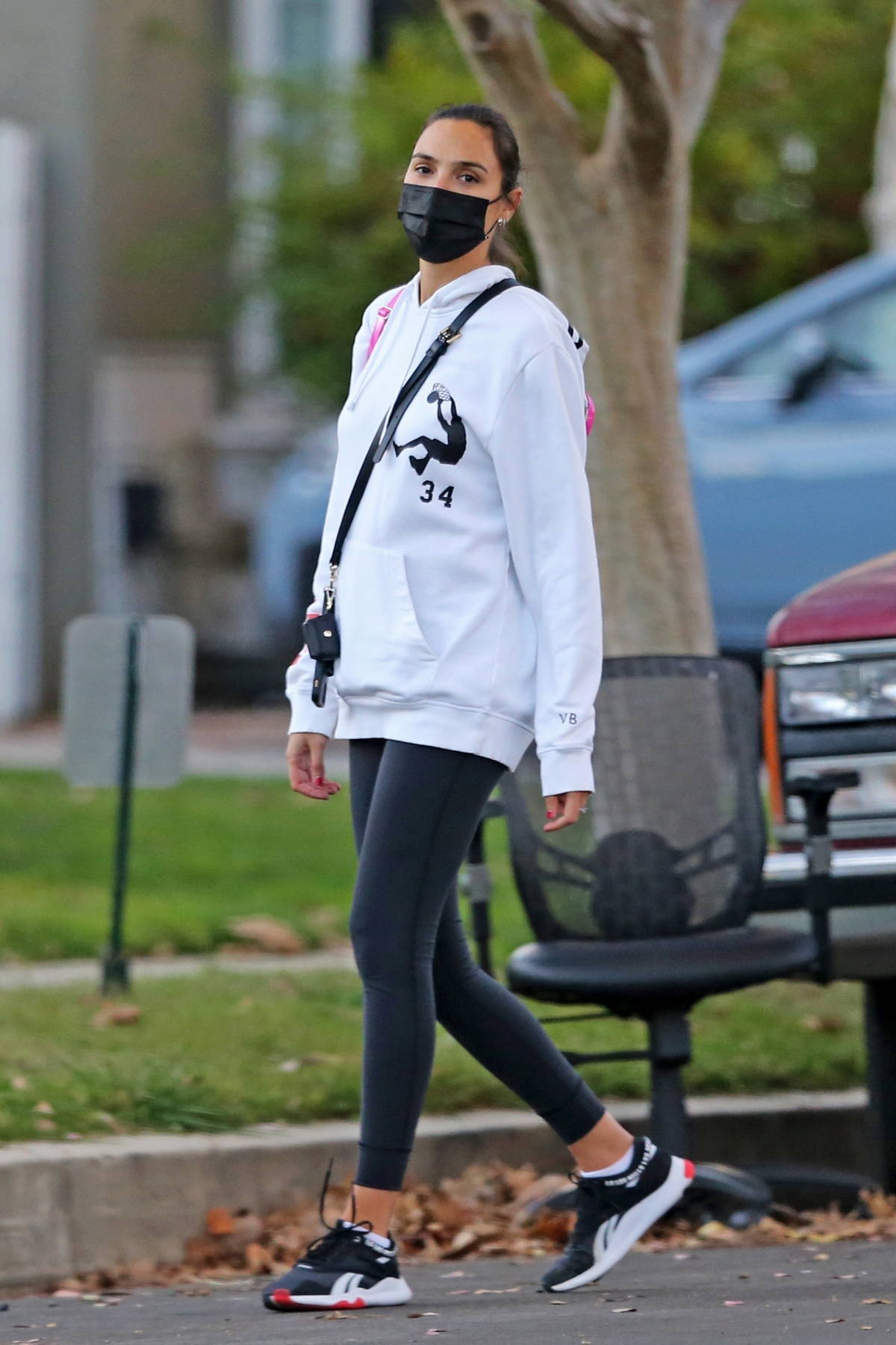 Gal Gadot keeps it with a hoodie and leggings while out for a stroll