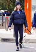 Lucy Hale shows off her new hair color while out for a hike with a friend at Fryman Canyon in Studio City, California