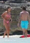 Hailey Bieber spotted in a pink bikini at the beach with Justin Bieber during their romantic getaway in Turks And Caicos