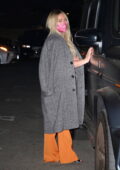 Hilary Duff wears grey overcoat as she steps out for date night with Matthew Koma in Beverly Hills, California