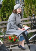 Rachel Brosnahan seen on set filming 'The Marvelous Mrs. Maisel' in New York City