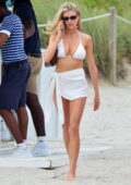Charlotte McKinney looks stunning in a white PrettyLittleThing bikini while relaxing at the W Hotel in Miami, Florida