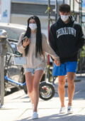 Dixie D'Amelio rocks a sweatshirt and denim shorts while out with Noah Beck in Los Angeles