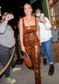 Katy Perry arrives at Kendall Jenner's 818 Tequila launch at The Nice Guy in West Hollywood, California