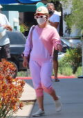 Lady Gaga goes incognito in a pink sweatsuit while out to grab lunch with her assistant in Malibu, California