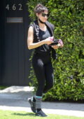 Sofia Boutella leaves her Pilates class wearing a black tank top and leggings in West Hollywood, California