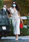 Eiza Gonzalez looks chic in a white jumpsuit during a dinner outing at the San Vicente Bungalows in West Hollywood, California