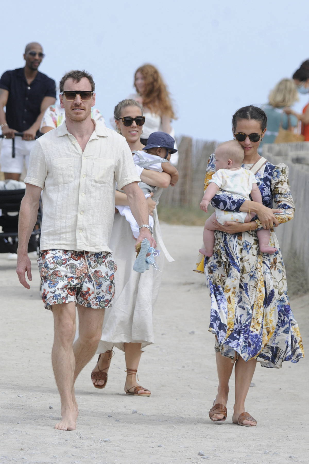 Alicia Vikander and husband Michael Fassbender seen with baby in buggy
