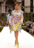 Irina Shayk walks the runway for Moschino Spring-Summer 2022 show during the New York Fashion Week in New York City